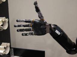 Frau steuert Roboterarm mit der Kraft ihres Verstandes